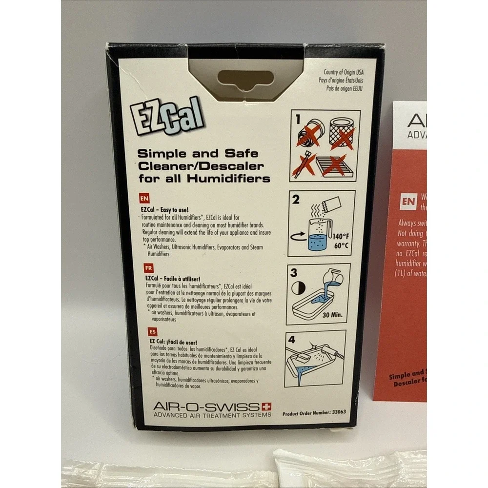 Boneco Air-O-Swiss EZ Cal Humidifier Cleaner Descaler A7417 3pk‎ NOS